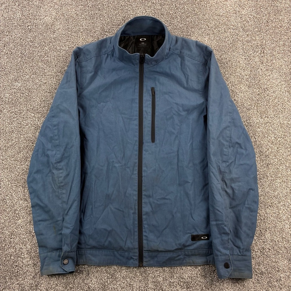 Oakley Bomber Jacket Mens Medium Blue Lightweight Full Zip Snowboarding Logo